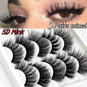5 pairs 5D Mink Eyelashes Natural Soft Eyelashes Extension