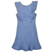 Load image into Gallery viewer, Denim Falbala Sundress Backless Dress