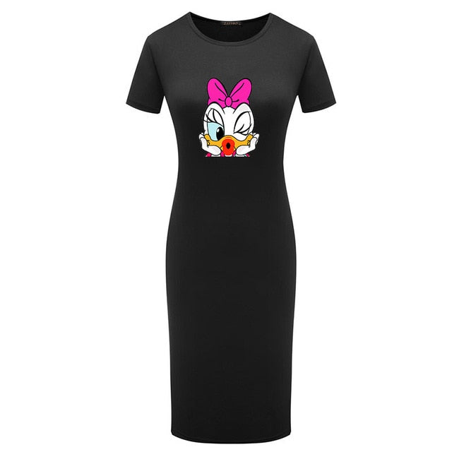 cartoon bodycon dress Hello Kitty and Friends Cartoon Print Drawstring Side Bodycon Dress Large NWT