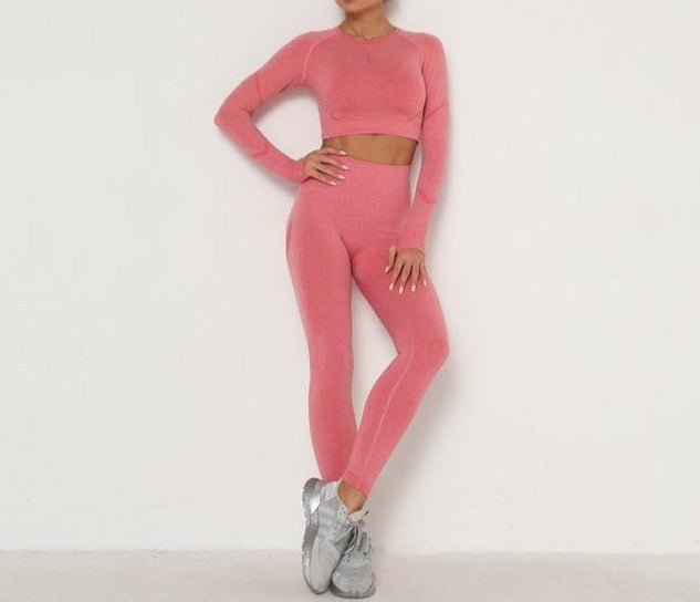 Long Sleeve Top High Waist Belly Control Leggings Clothes