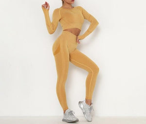 Long Sleeve Top High Waist Belly Control Leggings Clothes